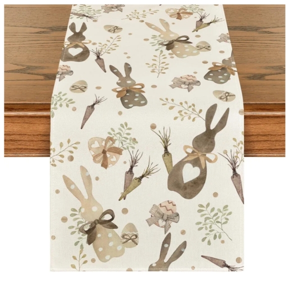 🐇 Set of 3 Easter Bunny rabbit rustic table runners. Carrots, eggs, eucalyptus. - Picture 8 of 14